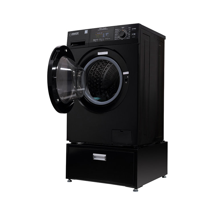 Black 1.62 cu. ft. Smart Electric All-in-One Washer Dryer with Pedestal