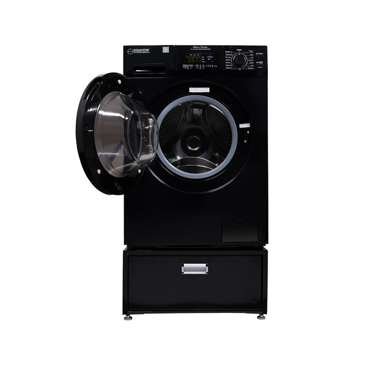 Black 1.62 cu. ft. Smart Electric All-in-One Washer Dryer with Pedestal