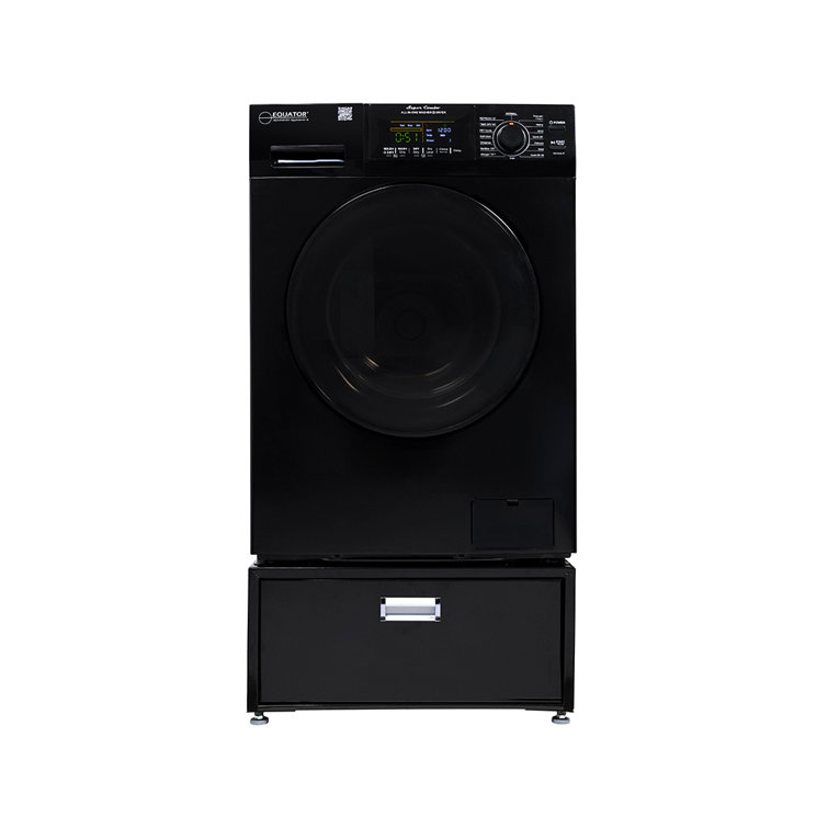 Black 1.62 cu. ft. Smart Electric All-in-One Washer Dryer with Pedestal