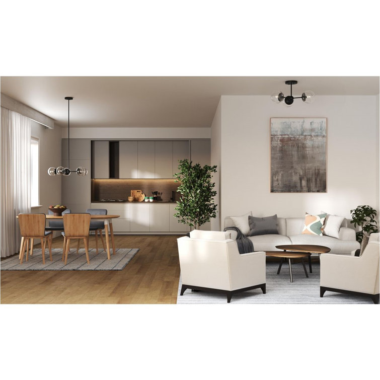 Matte Black Glass Globe 3-Light Flush Mount Ceiling Light