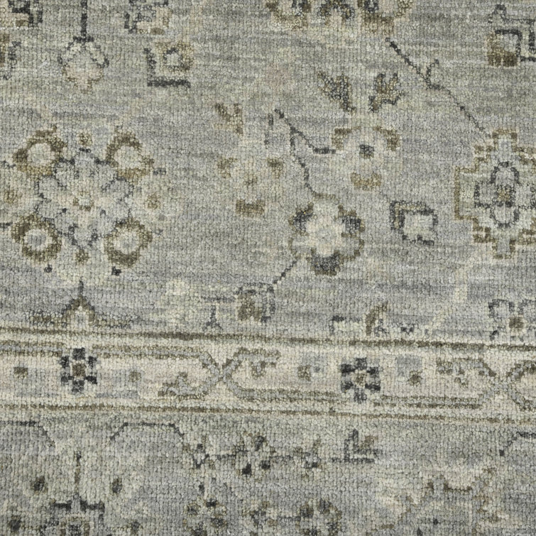 Hand-Knotted Blue Wool Fringed Area Rug, 14' x 10'