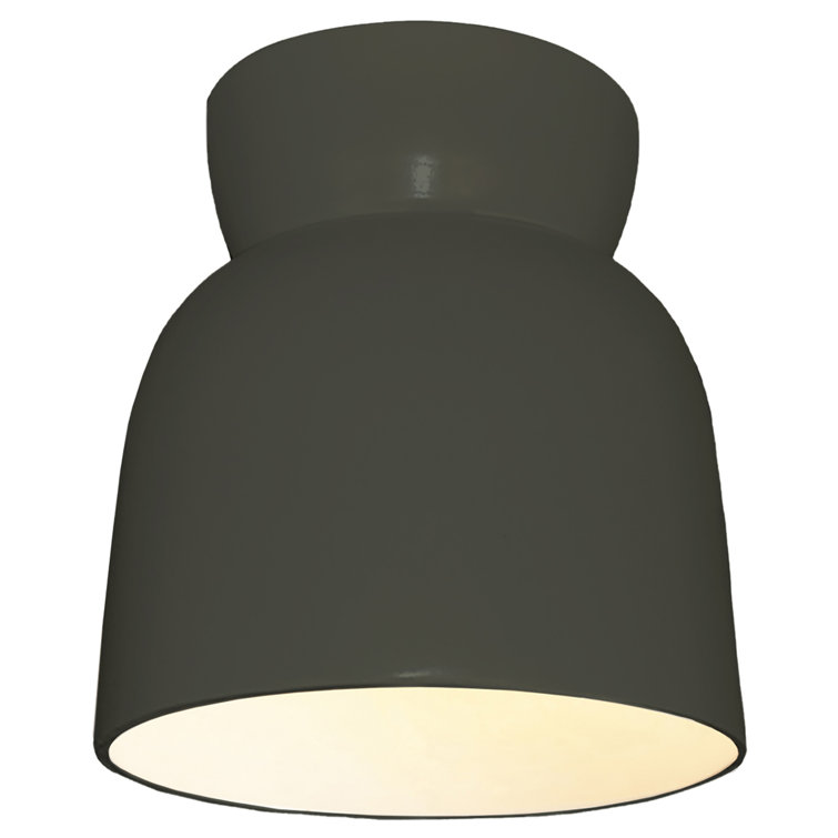 Pewter Green Ceramic LED Semi Flush Mount Light Fixture
