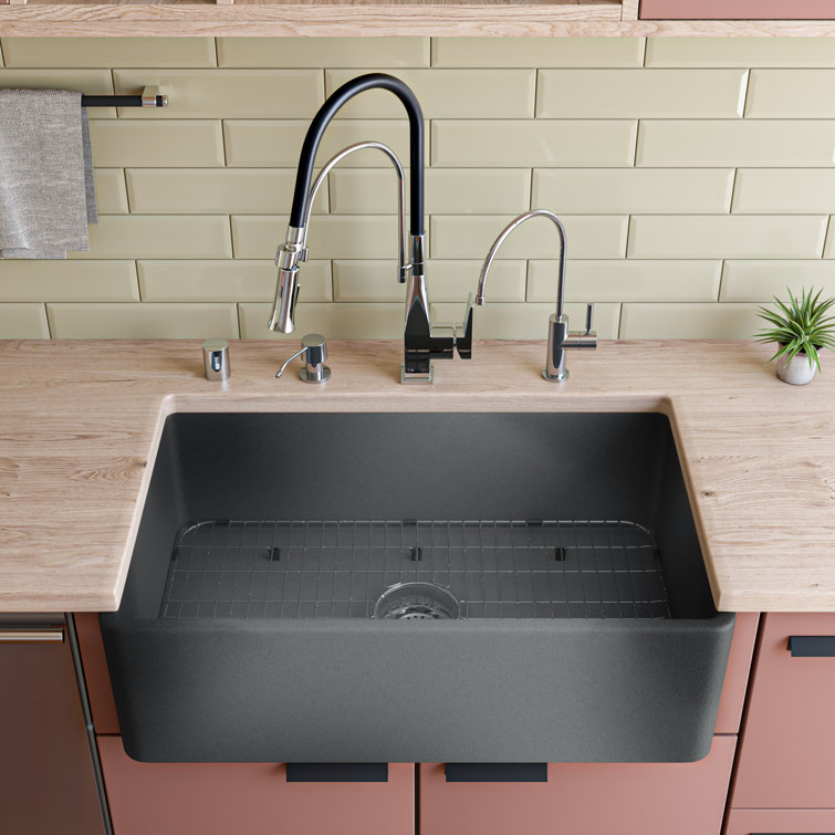33'' Gray Matte Fireclay Farmhouse Kitchen Sink