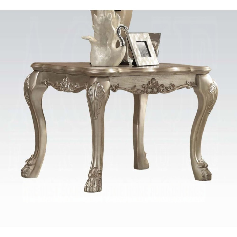 28" Gold Patina Wood Veneer Rectangular End Table