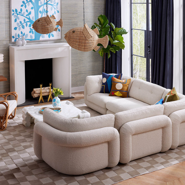 Oversized White Marble Square Coffee Table with Stacked Cylinder Legs