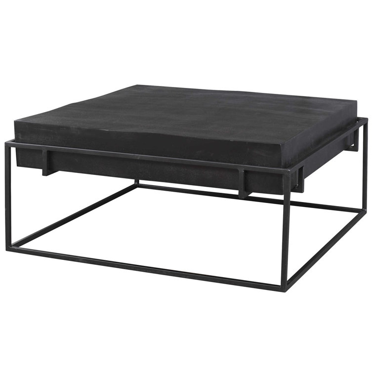 Telone Dark Oxidized Black Cast Aluminum and Iron Coffee Table