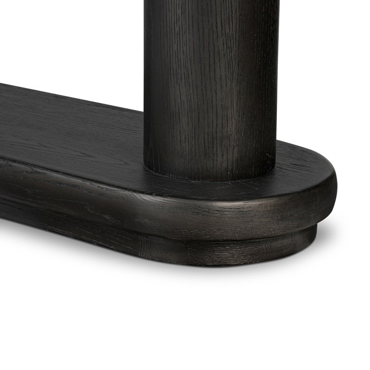 Ebony Oak Wide Geometric Bookcase with Cylindrical Pillars