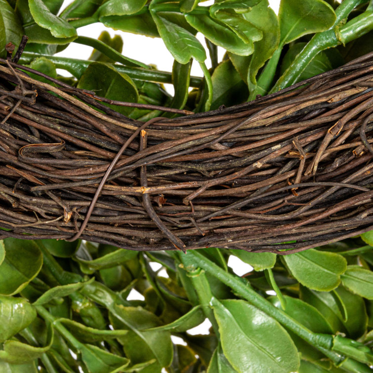Green Artificial Boxwood Wreath for Front Door