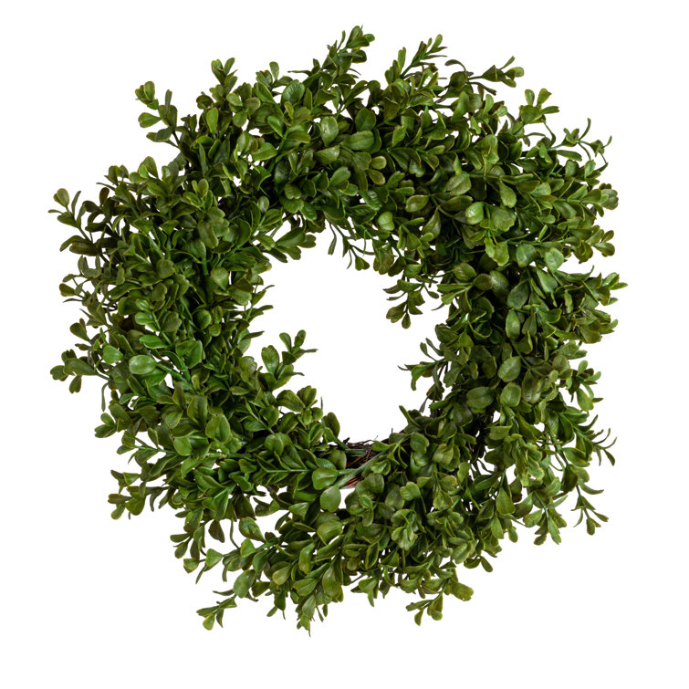Green Artificial Boxwood Wreath for Front Door