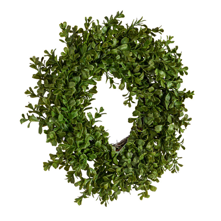 Green Artificial Boxwood Wreath for Front Door