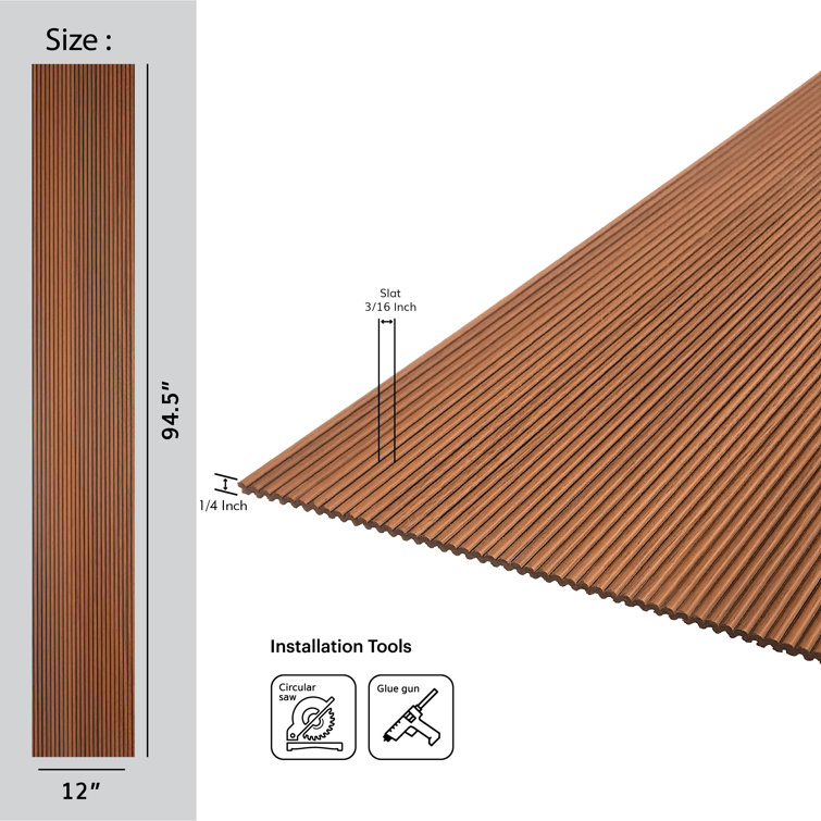 Mahogany 94.5" x 12" Polystyrene 3D Wood Slat Wall Panels