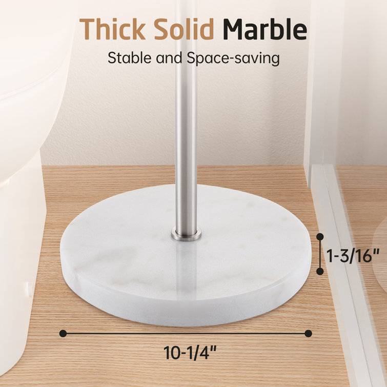 Brushed Silver Freestanding Towel Rack with Marble Base