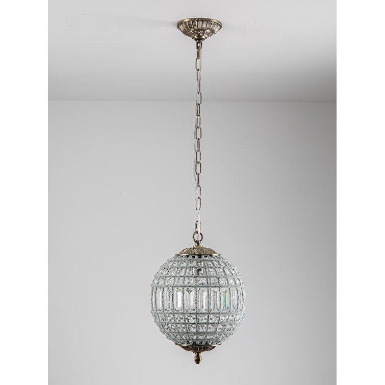Antique Bronze Crystal Globe Pendant Light