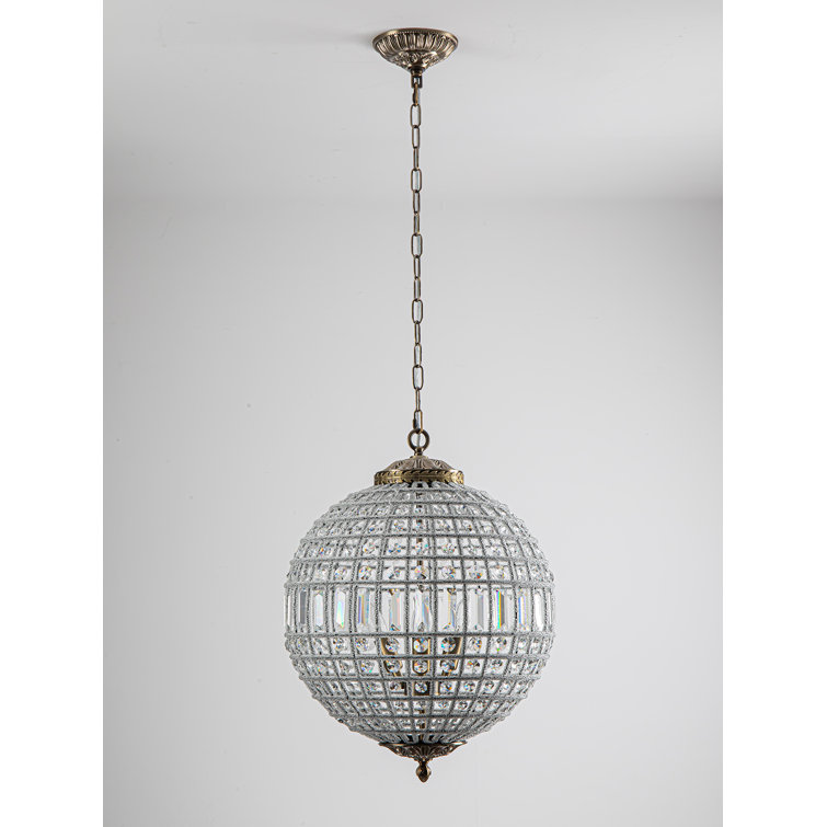 Antique Bronze Crystal Globe Pendant Light