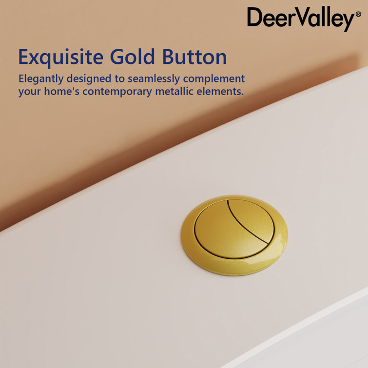 White and Gold Dual-Flush Elongated One-Piece Toilet