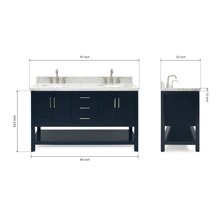 Magnolia Midnight Blue Double Vanity with Carrara Marble Top