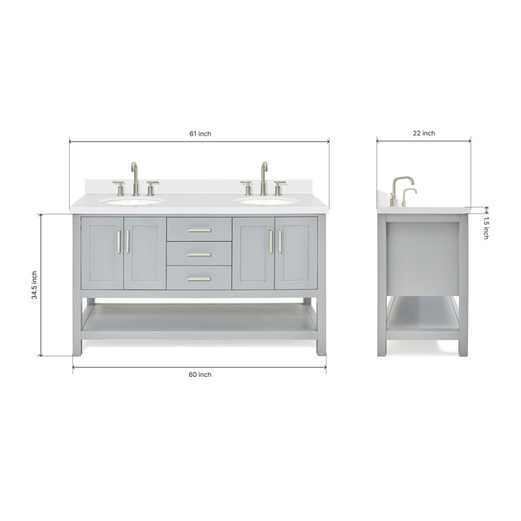 Gray Double Freestanding Vanity with White Top