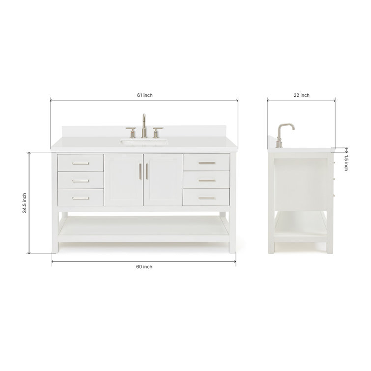 Magnolia 61" White Freestanding Single Bathroom Vanity Set