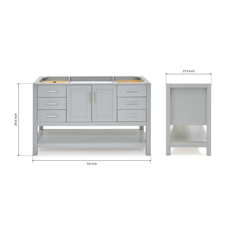 Gray Solid Wood Single Freestanding Bathroom Vanity Base