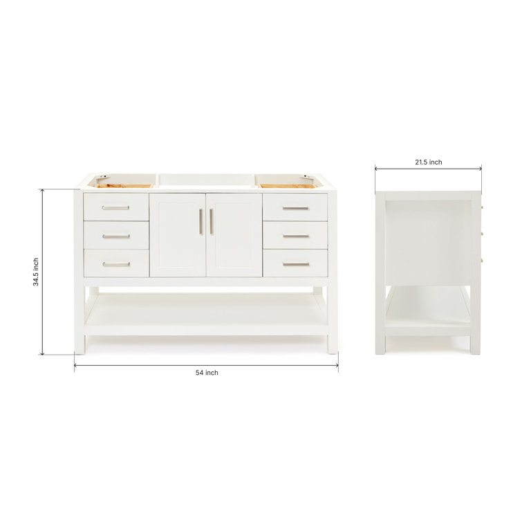 Magnolia 54-Inch White Solid Wood Single Bathroom Vanity Base