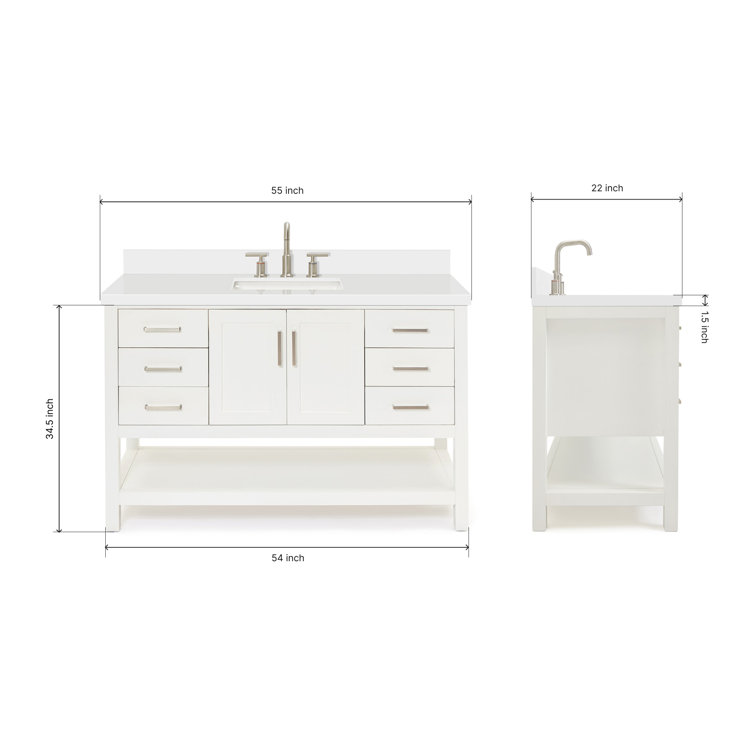 Magnolia 55" White Quartz Top Single Basin Vanity