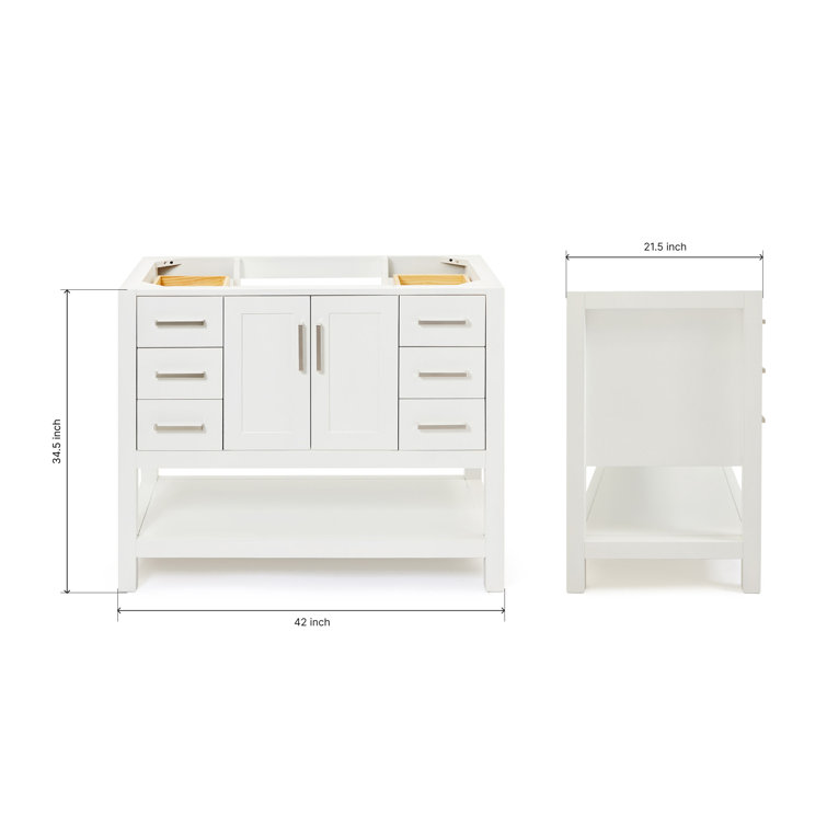 White Solid Wood Freestanding Single Bathroom Vanity Base