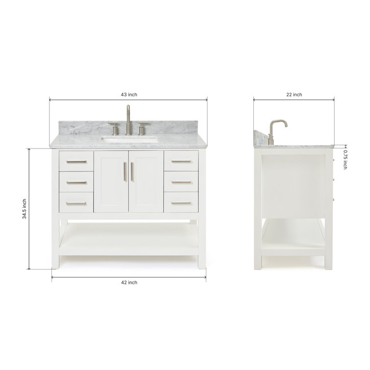 White Freestanding Vanity with Carrara Marble Countertop
