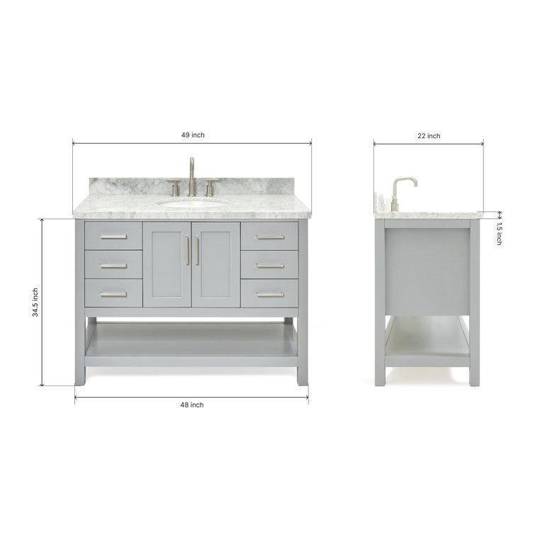 Magnolia Gray 49" Single Bathroom Vanity with Marble Top