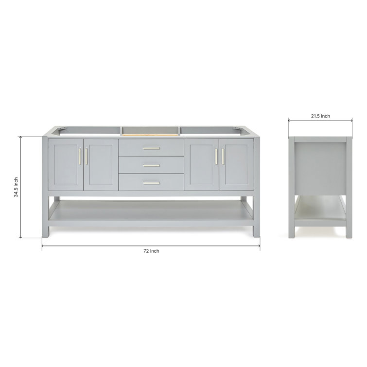Magnolia 72" Double Freestanding Grey Wood Bathroom Vanity