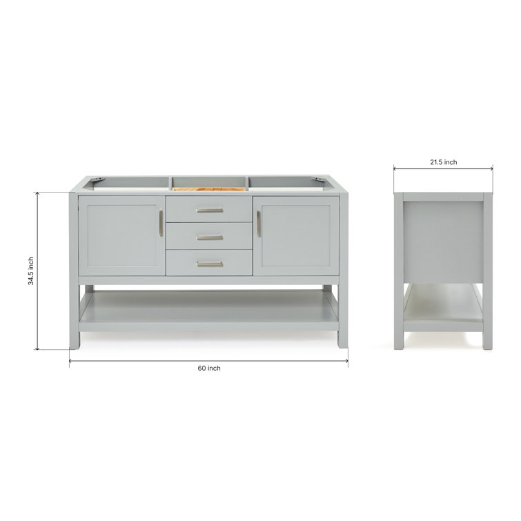Bayhill 60'' Gray Double Freestanding Bathroom Vanity Base