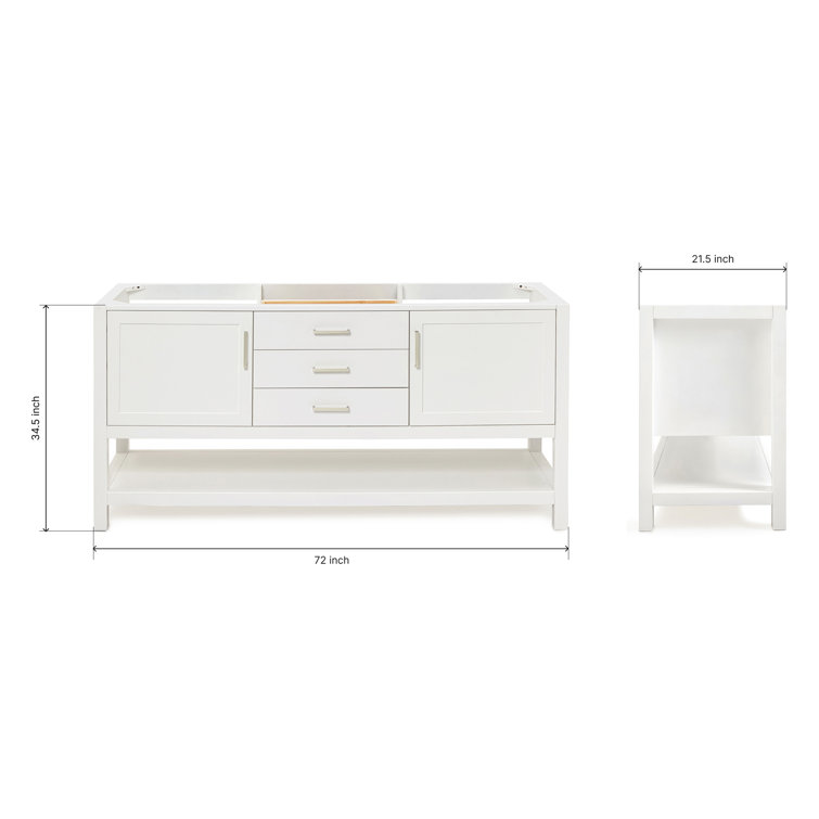 Bayhill 72'' White Solid Wood Double Freestanding Bathroom Vanity