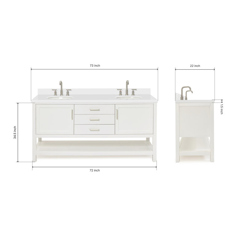 Bayhill 73'' White Double Vanity with Quartz Top