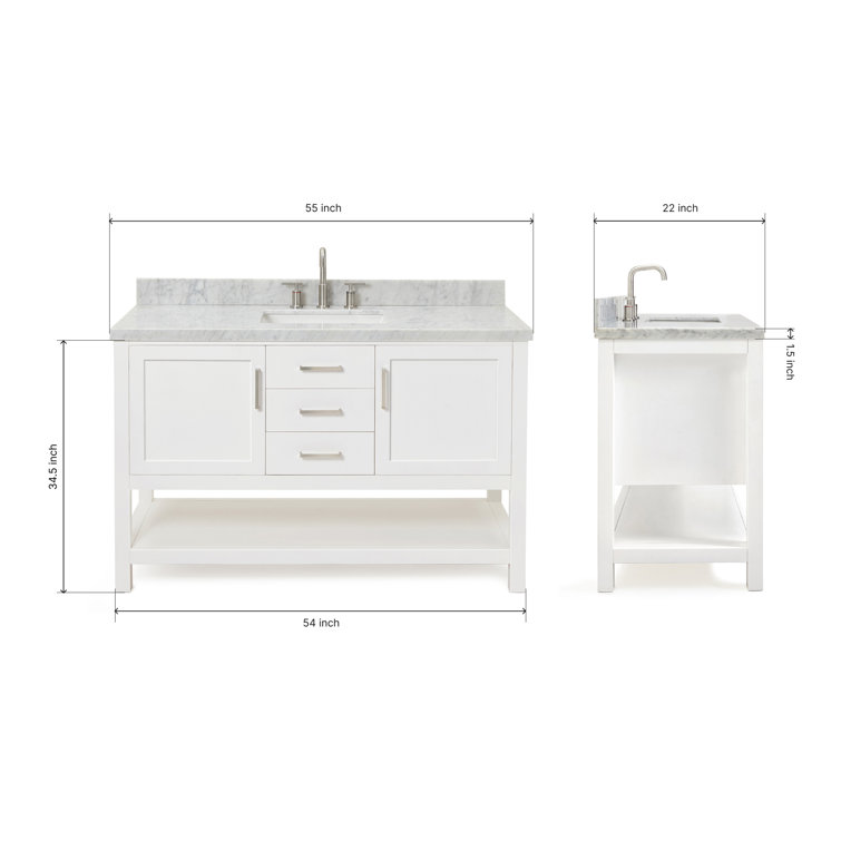 Bayhill 55'' White Solid Wood Freestanding Vanity