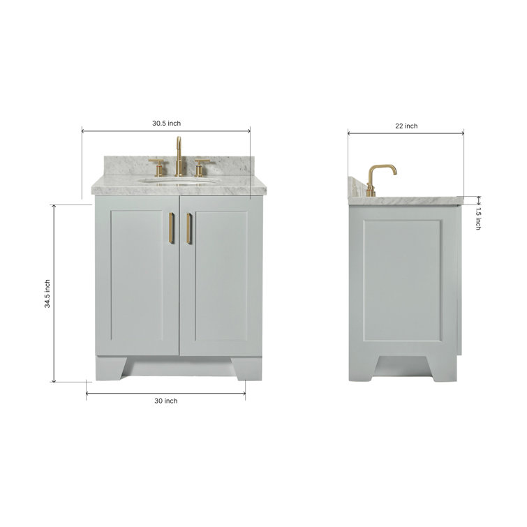 Gray Wood Single Basin Vanity with Marble Top