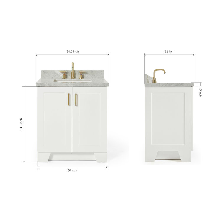 Ariel White Marble Top Single Sink Vanity