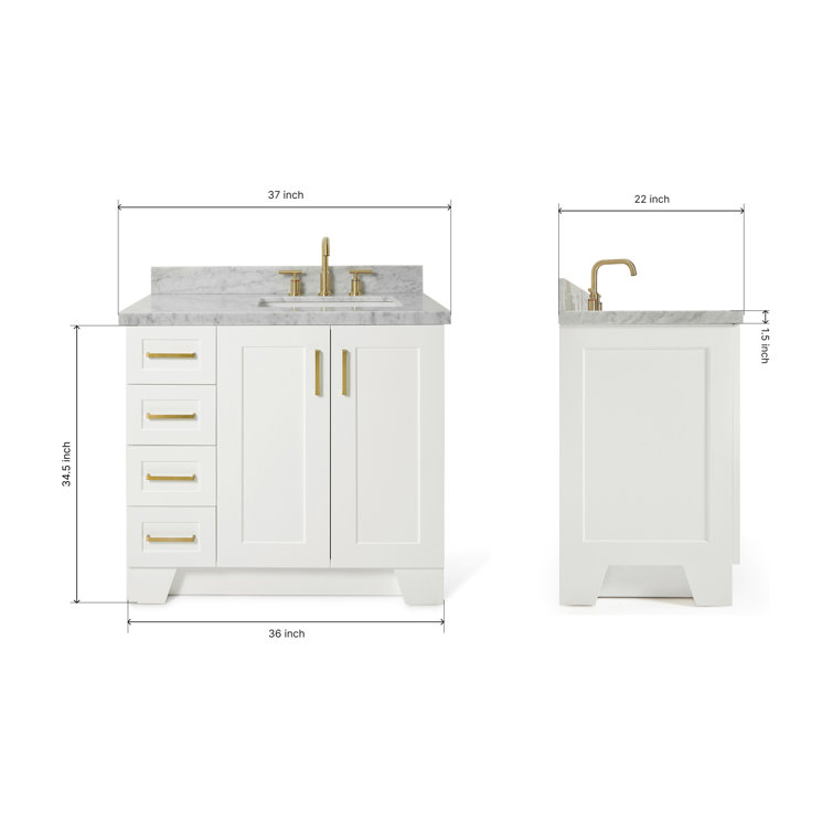 Taylor White Single Bathroom Vanity with Carrara Marble Top