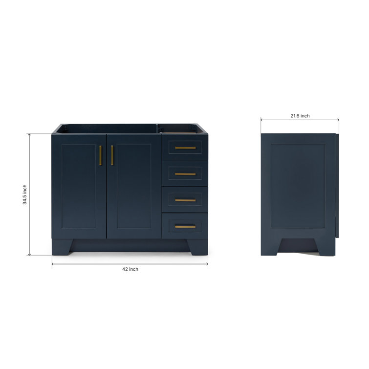 Midnight Blue Wood Freestanding Single Bathroom Vanity Base