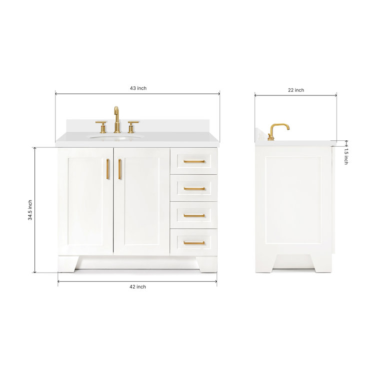 White Wood Freestanding Single Sink Bathroom Vanity with Quartz Top