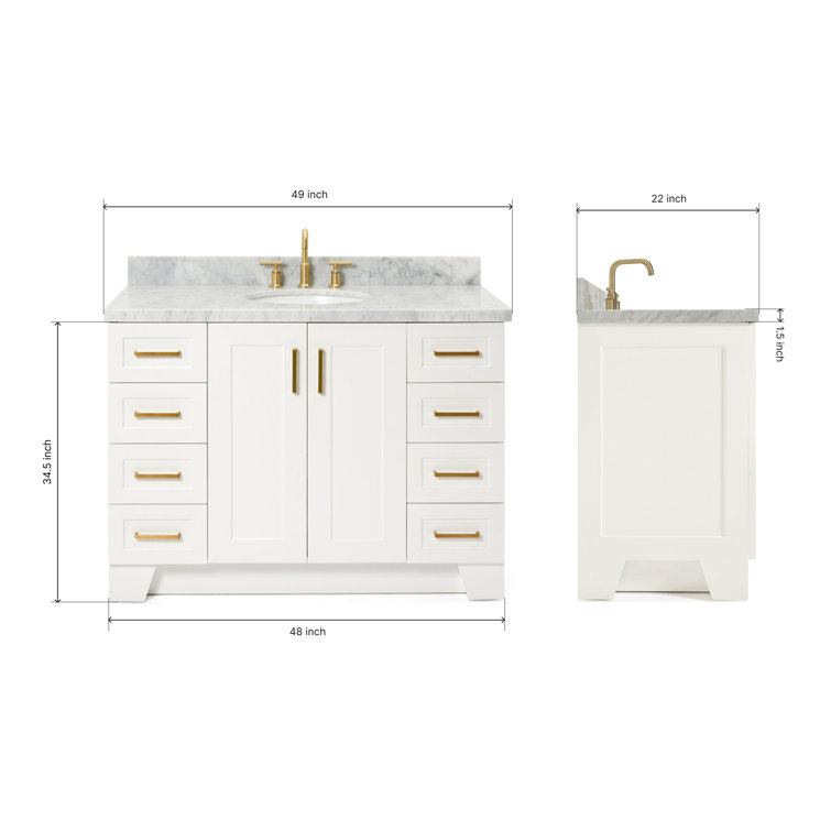 Taylor White Single Bathroom Vanity with Carrara Marble Top