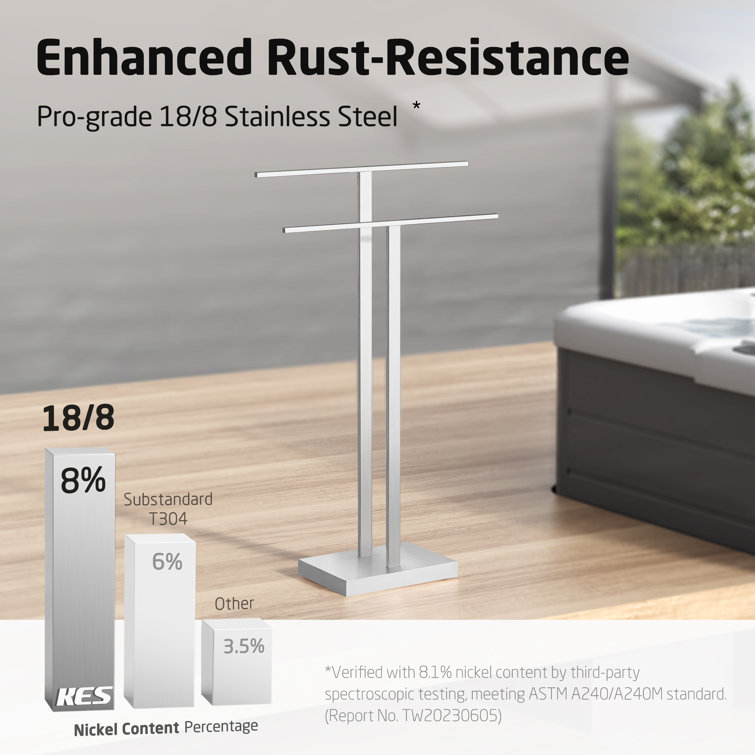 Brushed Nickel Freestanding 2-Tier Stainless Steel Towel Rack with Marble Base