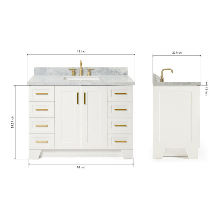 Taylor White Single Bathroom Vanity with Carrara Marble Top