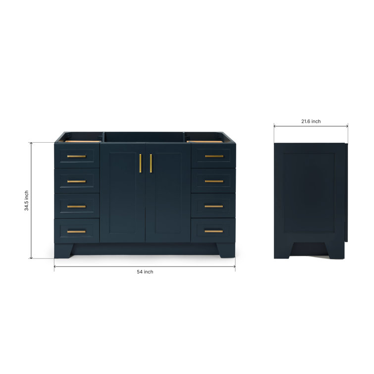 Taylor 54" Midnight Blue Freestanding Vanity with Brass Hardware