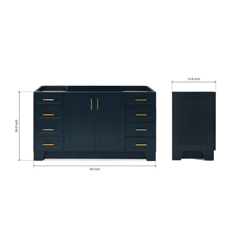 Taylor Midnight Blue Painted Freestanding Bathroom Vanity with Brass Hardware