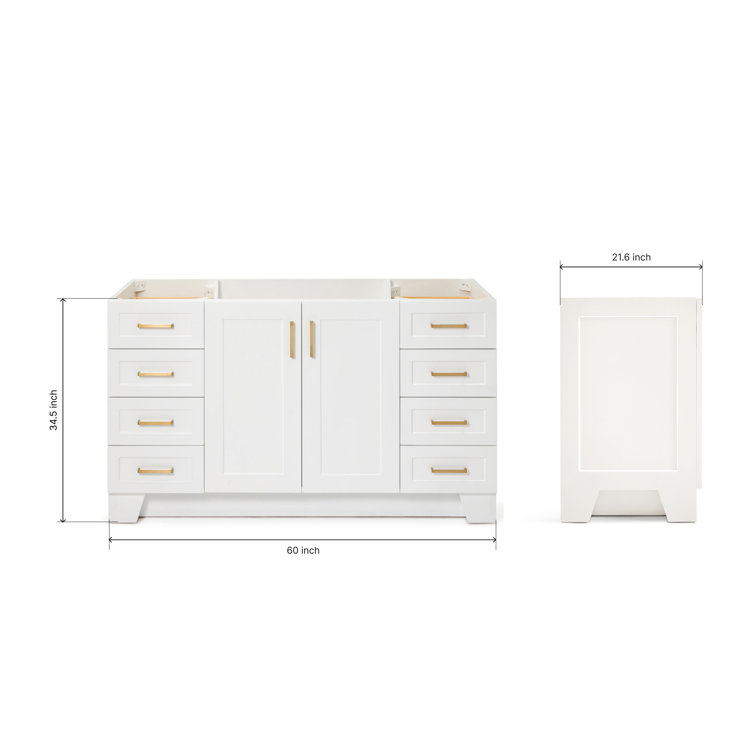 Taylor 60'' White Freestanding Single Vanity with Brass Hardware