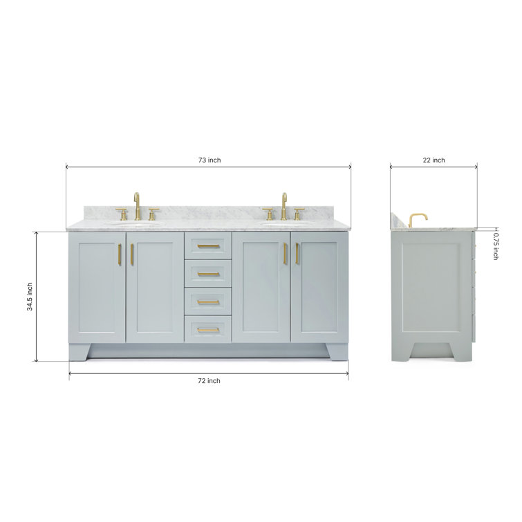 Gray Double Freestanding Vanity with Carrara Marble Top