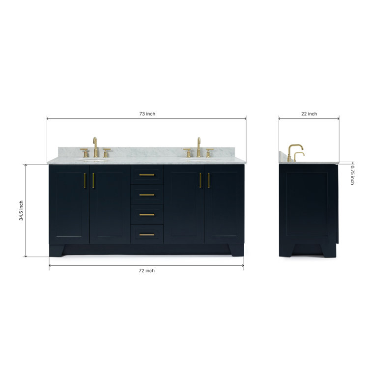 Midnight Blue Double Sink Bathroom Vanity with Marble Top