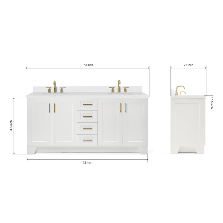 White Double Freestanding Bathroom Vanity with Quartz Top