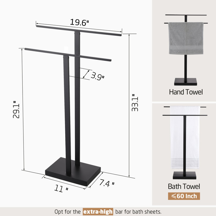 Matte Black Stainless Steel Freestanding 2-Tier Towel Rack