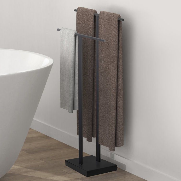 Matte Black Stainless Steel Freestanding 2-Tier Towel Rack