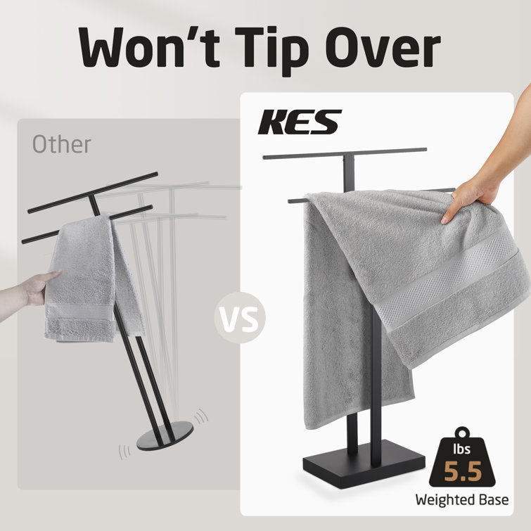 Matte Black Stainless Steel Freestanding 2-Tier Towel Rack